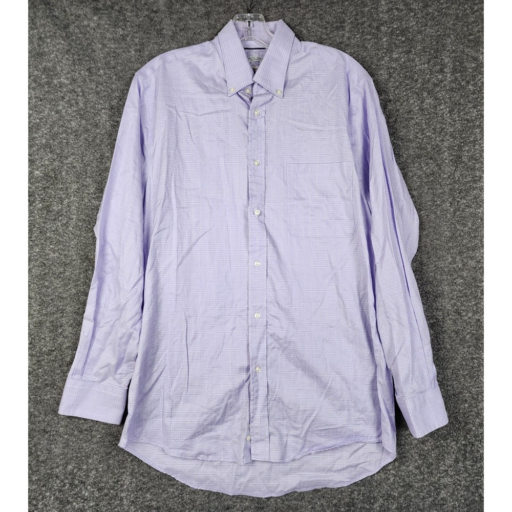 Jos A Bank Dress Shirt Mens 15.5 33 Purple 1905 Tailored Fit Non-Iron Stretch